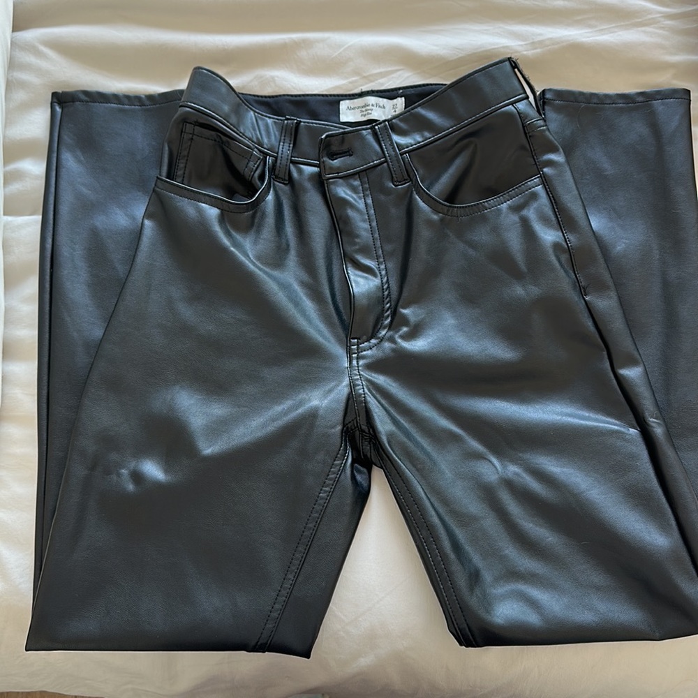 Abercrombie high rise black leather pant